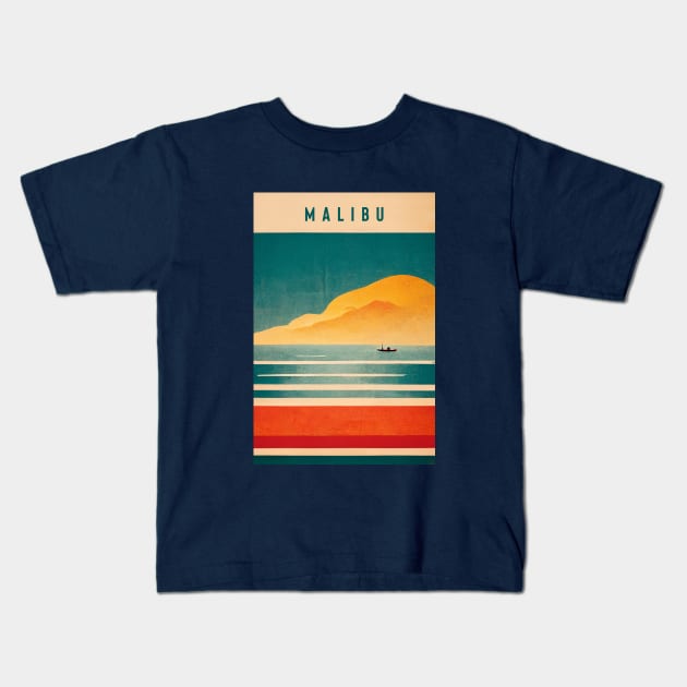 Malibu Retro Kids T-Shirt by Retro Travel Design